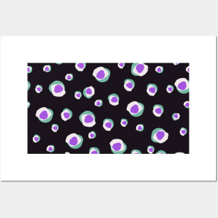 Bold purple spots abstract black pattern Posters and Art